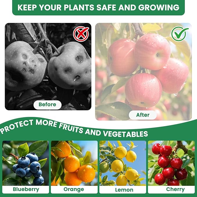 Bird Netting for Garden Protection, Fruit Tree Netting Bag with Zipper & Drawstring 2 Pack 3.9x5.9 Ft Reusable Garden Insect Netting Pest Barrier Mesh Cover for Vegetables,Bushes,Flowers and Plants
