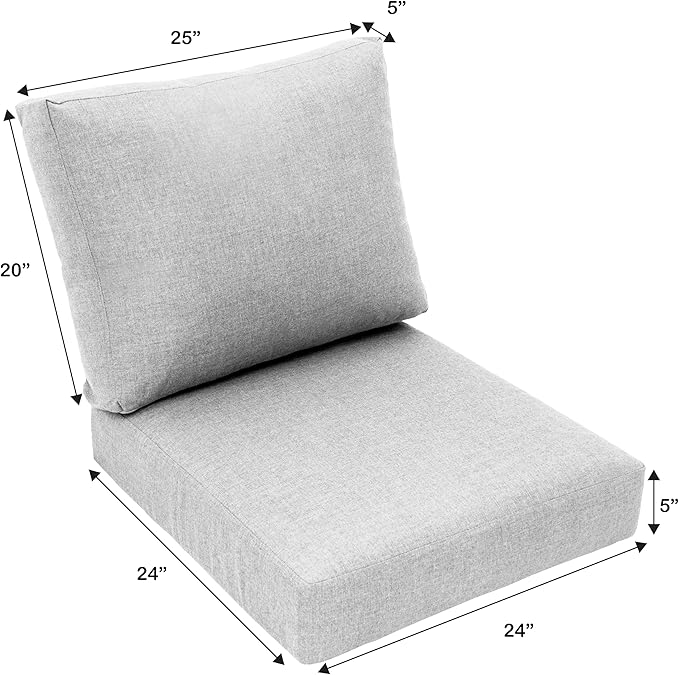 Eddie Bauer Home Deep Seating Outdoor Lounge Cushion, Knife Edge, 24" X 24" X 5", Canvas Natural