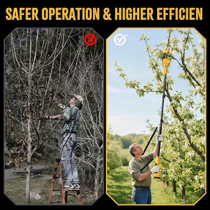 2 IN 1 Electric Pruning Shears Cordless with Pole for Dewalt 20V MAX Battery, 1.2" Cutting Diameter, 14Ft Reach, Brushless Motor Branch Cutter - for Gardening & Tree Trimming (No Battery)