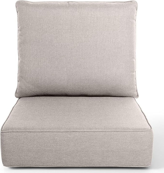Outdoor Chair Cushions, 6 Inch Thick Patio Seat & Back Cushions Set with Removable Cover, Waterproof Patio Cushions for Outdoor Furniture, 24 x 24 Inch, Beige 1-Set