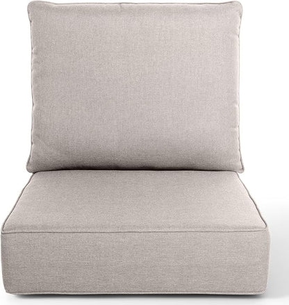 Outdoor Chair Cushions, 6 Inch Thick Patio Seat & Back Cushions Set with Removable Cover, Waterproof Patio Cushions for Outdoor Furniture, 22 x 24 Inch, Beige 1-Set