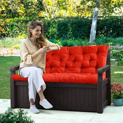 Swing Replacement Seat Cushions, 2-3 Seater Bench Cushions for Outdoor Furnitur with Backrest, Garden Recliner Seat Cushions Waterproof Sofa Pads (Orange, 60x40in)