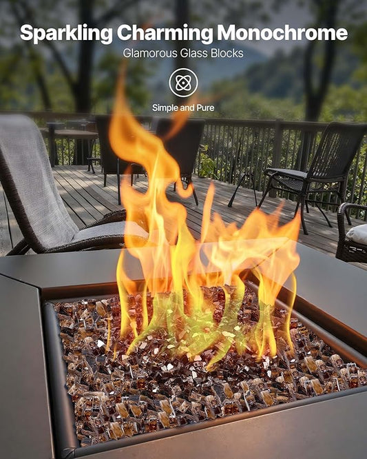 VEVOR Fire Glass, 10 LBS / 4.5 KG High-Temperature Resistant Fireplace Rocks, 1/2-Inch / 12.7 mm Reflective & Smokeless Firepit Glass Rock, High Luster Stone Landscaping for Fire Pit Table, Copper