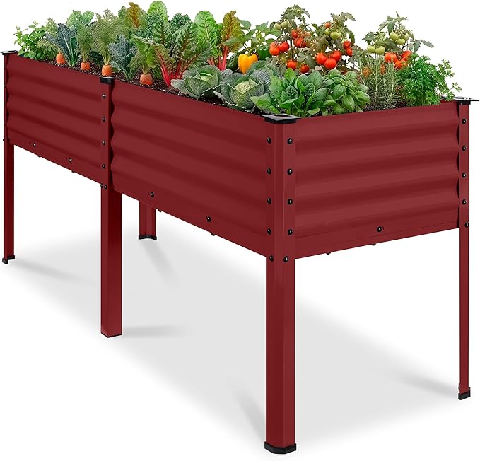 Best Choice Products 72x24x30in Non Toxic Galvanized Raised Garden Bed, Metal Elevated Planter Box, Vegetable Garden, 100% Non Toxic Materials - Royal Red