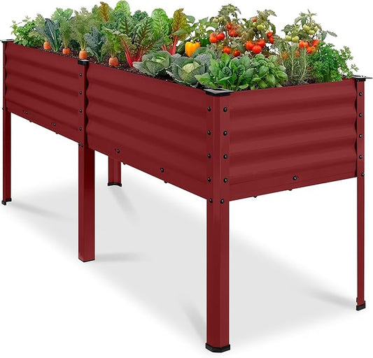 Best Choice Products 72x24x30in Non Toxic Galvanized Raised Garden Bed, Metal Elevated Planter Box, Vegetable Garden, 100% Non Toxic Materials - Royal Red