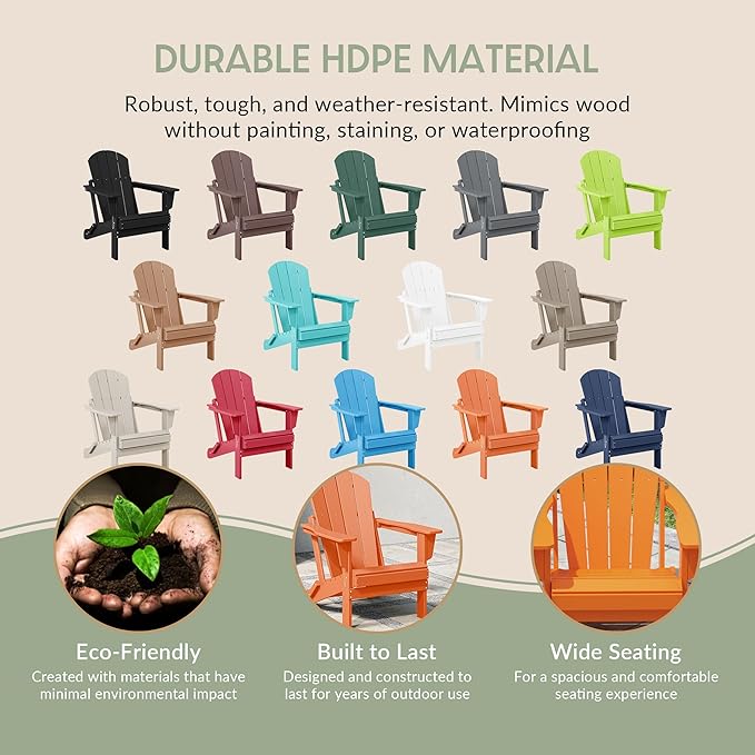 WestinTrends Malibu Malibu Outdoor Folding Poly Adirondack Chair (Set of 8), Orange