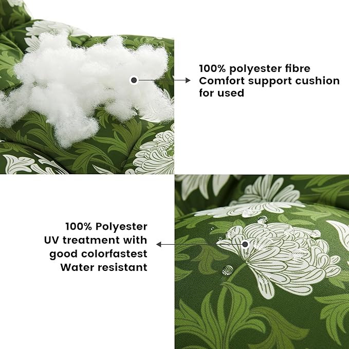 ARTPLAN Seat/Back Outdoor Chair Cushion,Set of 4 Patio Chair Cushion with Tie,Tufted Replacement for Patio Furniture,40x20x4 Inches,4 Count,Floral