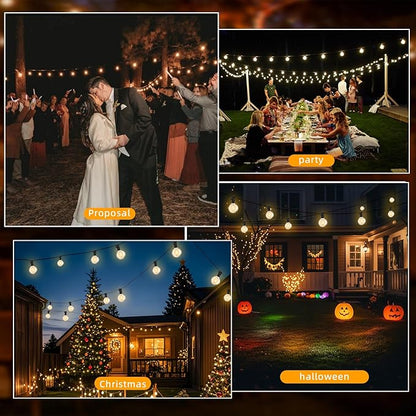 56Ft Outdoor String Light: G40 Waterproof Patio Lights with 25+2 Shatterproof Bulbs-Connectable Hanging Christmas Lights for Backyard, Porch, Deck, Balcony, Garden, Home Decor