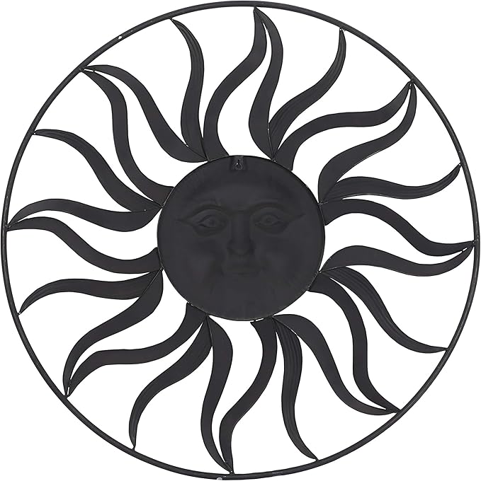 Deco 79 Metal Sun Home Wall Decor Indoor Outdoor Wall Sculpture with Colorful Painted Accents, Wall Art 36" x 2" x 36", Brown
