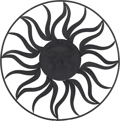 Deco 79 Metal Sun Home Wall Decor Indoor Outdoor Wall Sculpture with Colorful Painted Accents, Wall Art 36" x 2" x 36", Brown