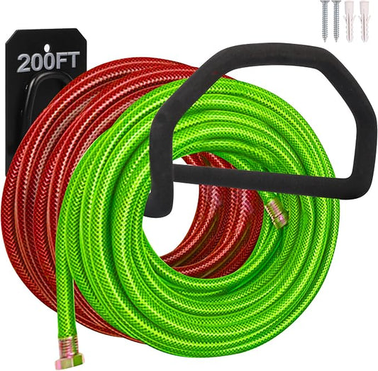 PeoMev 300 ft Garden Hose Holder - Oversized Hose Hanger Wall Mount Water Hose Holders for Outside, Extra Heavy Duty Hose Rack for Garden Hose Storage and Extension Cords