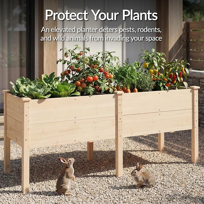 Best Choice Products 72" x 24" x 30" Raised Garden Bed with Extra Deep 16" Depth, Elevated Wood Planter Box Stand for Backyard, Patio, Balcony, Natural Fir Wood - Natural