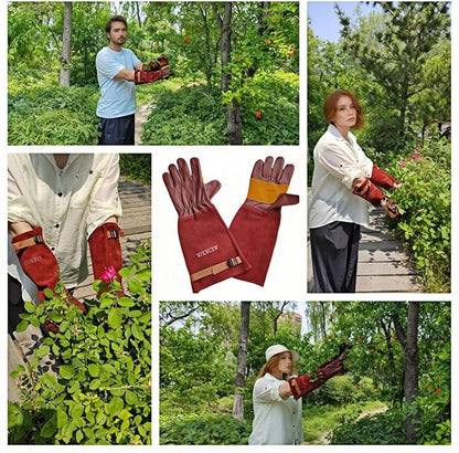 Womens/Mens Gardening Gloves for Rose and Cactus Handling,Cow Leather Garden Gloves Women/Men Thorn Proof