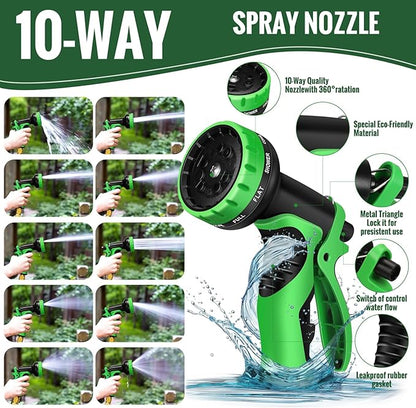 Garden Hose 100ft Flexible Water Hose Non-Expandable High Pressure Kink-Free Leakproof Durable Portable Lightweight Outdoor Yard Lawn Black Fabric Watering Hose with 3/4" Aluminum Fittings