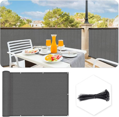 SUNLAX Custom Size 3.3'x12' Dark Grey Fence Covering Privacy Screen Windscreen with Bindings & Grommets,Heavy Duty for Commercial and Residential, 90% Blockage, Cable Zip Ties Included
