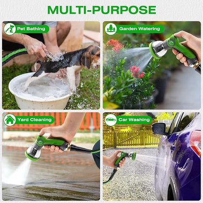15FT Lightweight Super Flexible Garden Hose - Kink-Free, Non-Expanding, Easy Storage for Yard Lawn Outdoor Use (Black-Green)