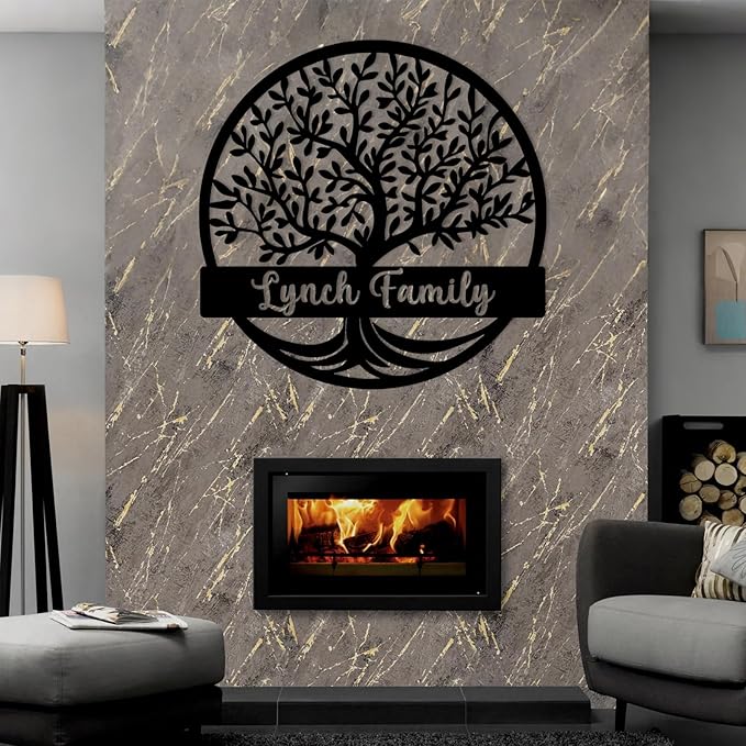 Custom Tree of Life Monogram Name Signs | Personalized Metal Letters Wall Art | Outdoor Balcony & Porch Garden Decor