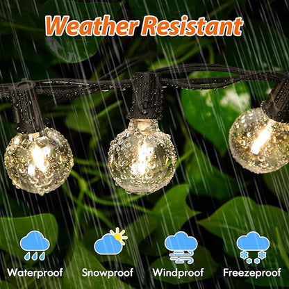 50FT Outdoor String Lights with 3 Color Lights, Dimmable G40 Globe String Lights for Outside with Remote, Waterproof Patio Lights with 25+1 Shatterproof Bulbs for Wedding Party Backyard Home Christmas