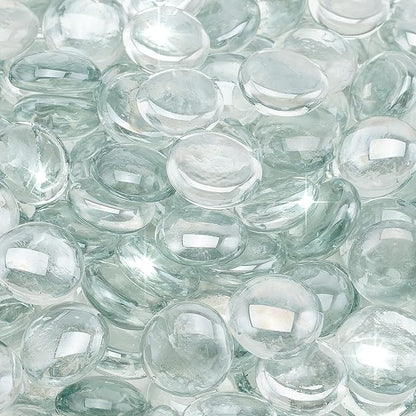 Stanbroil 10-Pound Fire Glass Beads - 1/2 inch Luster Fire Glass Drops for Fireplace Fire Pit | Gas Log Sets | Landscaping | Fish Tank, Crystal Ice Luster