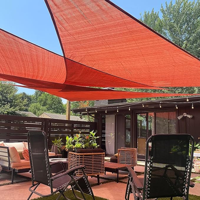 LOVE STORY Custom Size 12'x24'x26.8' Terra Red Sun Shade Sail Right Triangle Sunshade Fabric Awning Canopy for Patio Backyard Carport Pergola (Customized)
