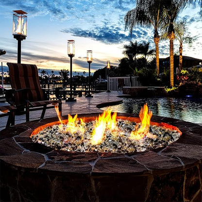 Mr. Fireglass 10 Pounds Blended Reflective Fire Glass, 1/4 Inch Fire Pit Glass for Propane Fire Pit Fireplace and Landscaping, Glass Rocks for Outdoor and Indoor Use, Gold, Onyx Black, Platinum