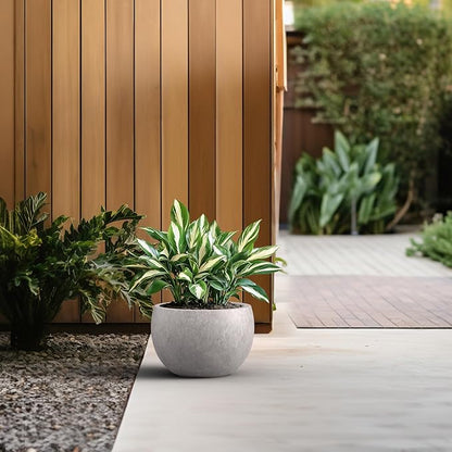 Kante 19.9" Dia Round Concrete Planter, Outdoor/Indoor Large Bowl Plant Pots with Drainage Hole and Rubber Plug for Garden Patio Balcony Home, Light Gray