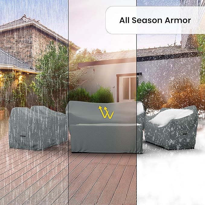 Covers & All Patio Furniture Cover Set, 5 Piece Outdoor Furniture Covers, Water-Repellent UV & Weather-Resistant Covers for Sofa, Loveseat, Chairs & Coffee Table with Elastic & Padded Handles
