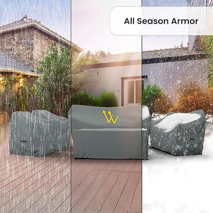 Covers & All Patio Furniture Cover Set, 5 Piece Outdoor Furniture Covers, Water-Repellent UV & Weather-Resistant Covers for Sofa, Loveseat, Chairs & Coffee Table with Elastic & Padded Handles
