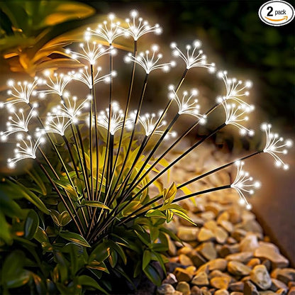 Slyuexu Solar Garden Lights 2 Pack Waterproof Swaying Starburst Light Solar Outdoor Lights for Yard Patio Walkway Pathway Party Wedding Decoration, Unique Gifts for Women, White
