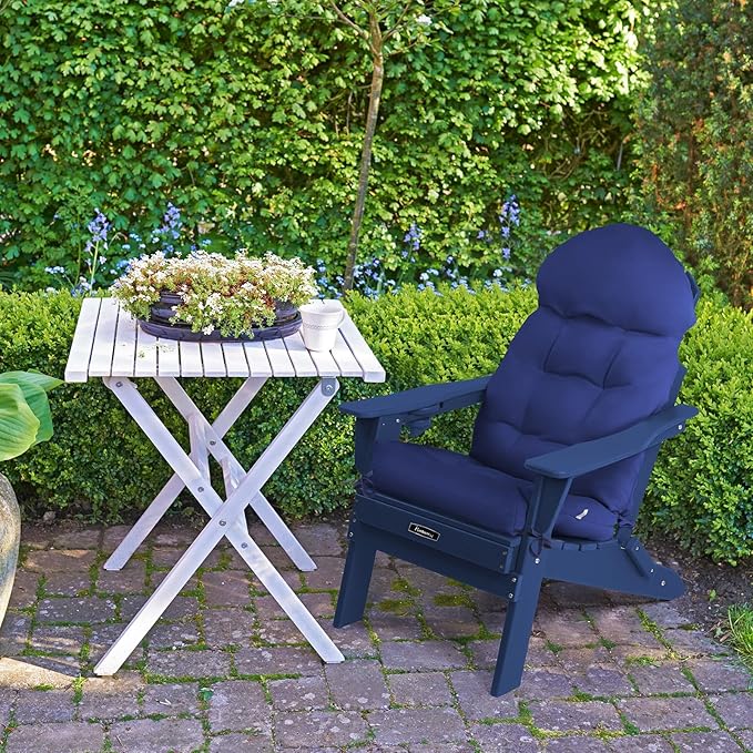 FUNBERRY Adirondack Chair Cushions Set of 2, Thicken Comfy Cushions for Rocker Non Slip Fade Shield Waterproof High Back with Ties