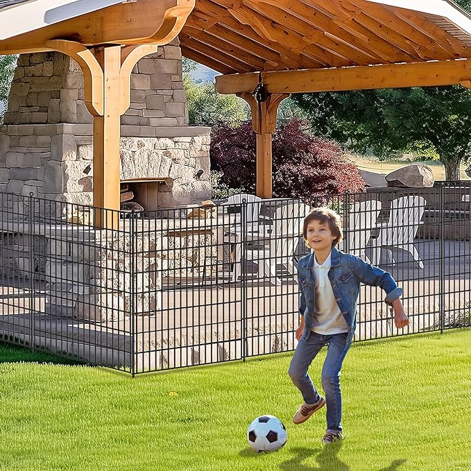 15 Panels No Dig Garden Fence, 40 in(H) X 36.3 ft(L) Metal Fence Panels, Thickened Rustproof Garden Fencing, Animal Barrier Fence for for Dogs, Rabbits, Landscape, Patio