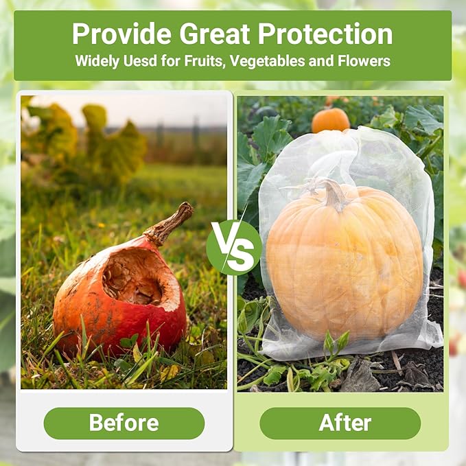 Mesh Fruit Tree Bags, 20 Pack 27 x 19 inch Plants Protection Netting Bags with Drawstring, Insect Bird Bug Barrier Net Cover for Garden Flower Bananas Vegetables Fruits Tree Shrub