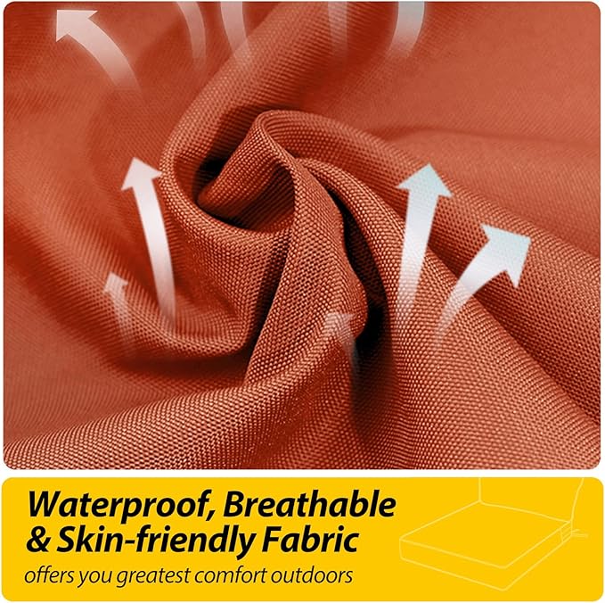 AAAAAcessories Outdoor Seat Cushions for Chairs, Fade-Resistant, Waterproof Patio Furniture Replacement Cushions, 25.5" x 25.5" x 5" + 25.5" x 13.5", Rust