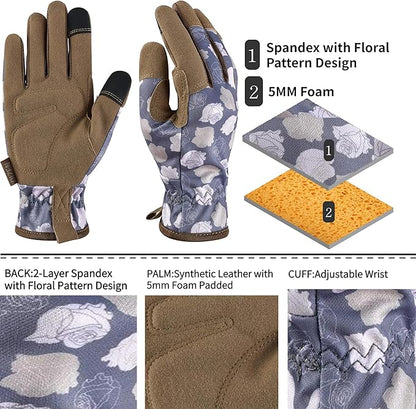 Gardening Gloves for Women and Men, Garden Gloves with Touch Screen, Thorn Proof Puncture Resistant Working Gloves, Gardening Gifts for Women, Size Large