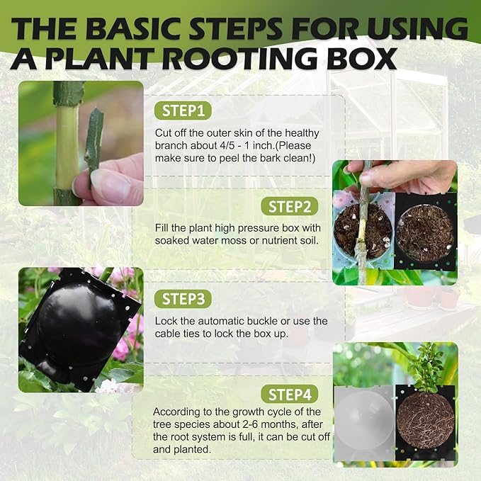 Tree Root Growing Box, Air Layering Pods Propagation Kit, Reusable Half Transparent Plants Asexual Reproduction Grafting Ball with Zip Ties for Fast Propagation Plants (12 Pcs Small)