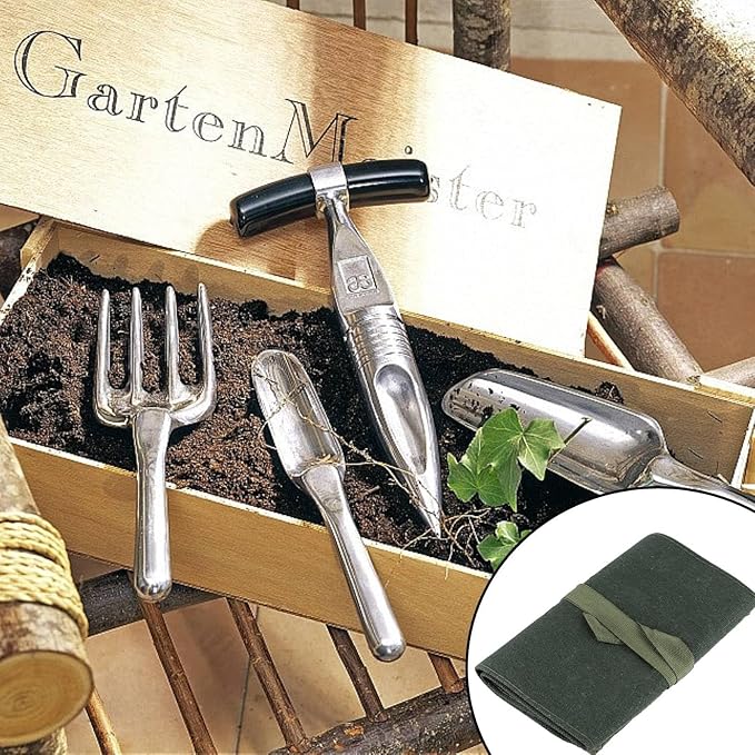 Tool Roll Up Pouch, Tool Rolls Bags Heavy Duty Canvas Roll-up Bonsai Tool Storage Bag with 10 Pockets for Garden Pockets Tool Roll Organizer