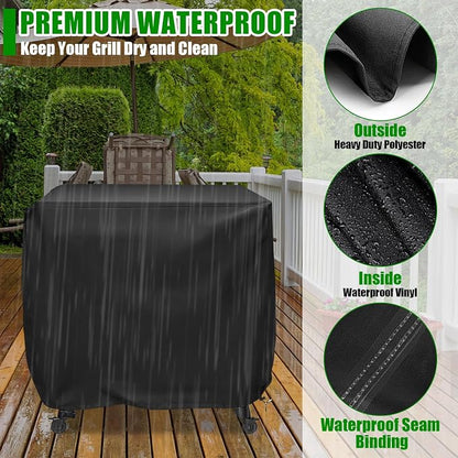 Grill Cover for Traeger Flatrock 3 Cooking Flat Top Propane Griddle, Heavy Duty Waterproof Cover for Weber, Char-Broil, Nexgrill, and More Grill - 41 X 27 X 39 Inch