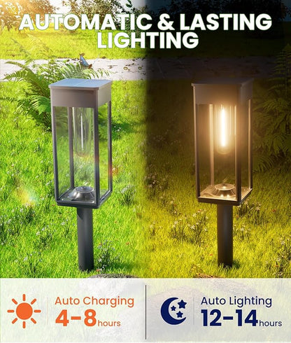 BITPOTT Bright Solar Pathway Lights Outdoor Waterproof IP65, 8 Pack Auto On/Off Solar Outdoor Lights for Path, Yard, Patio, Landscape, Lawn, Walkway, Driveway, Garden Decor Lighting Solar Powered