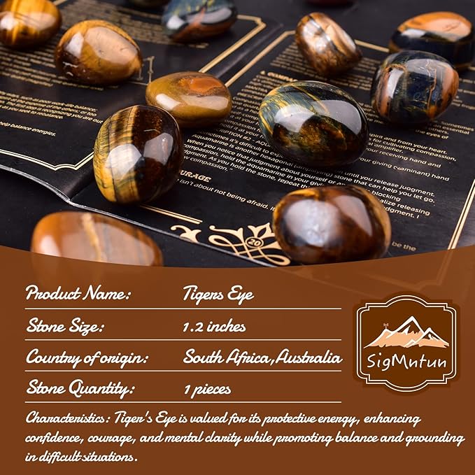Polished Tigers Eye Stone Set Crystals,1.2" 1 Piece Handpicked Natural Tumbled Gemstones Rocks, Healing Crystal for Reiki, Chakra, Healing, Home Decor