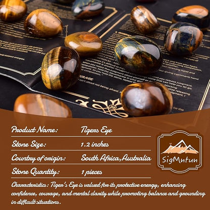 Polished Tigers Eye Stone Set Crystals,1.2" 1 Piece Handpicked Natural Tumbled Gemstones Rocks, Healing Crystal for Reiki, Chakra, Healing, Home Decor