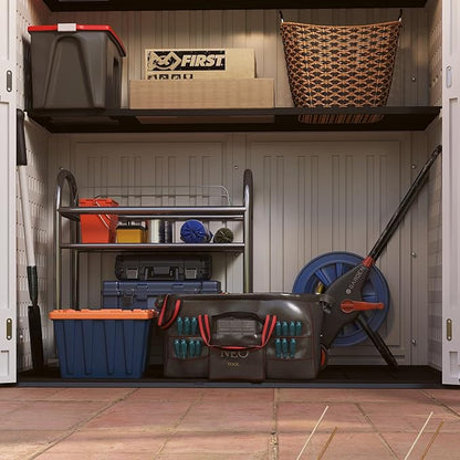 EHHLY Vertical Resin Storage Shed, 60 Cuft Garden Tool Sheds & Outdoor Storage, Plastic Outdoor Storage Cabinet Waterproof, 4.5 x 2.3 ft Backyard Outside Lawn Mower Storage Shed, Light Grey