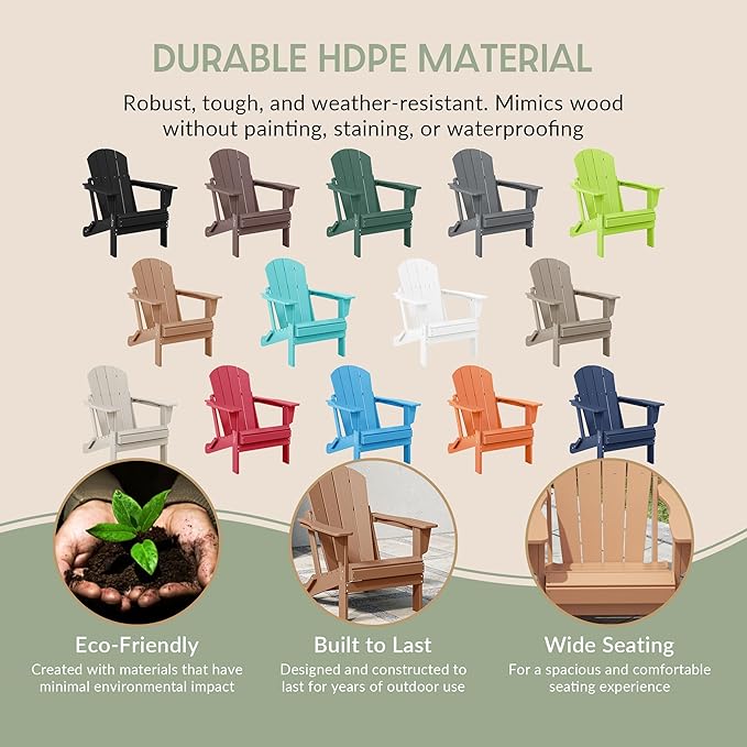 WestinTrends Malibu 2 Piece Set Outdoor Folding Poly Adirondack Chair, Teak