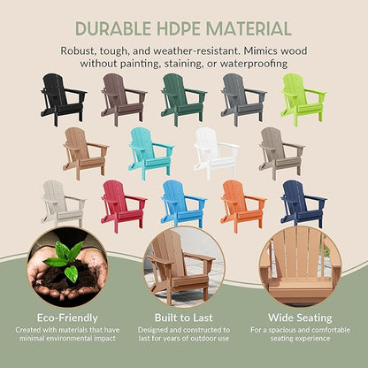 WestinTrends Malibu 2 Piece Set Outdoor Folding Poly Adirondack Chair, Teak