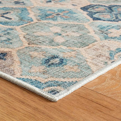 Dash & Albert Pali Multi Machine Washable Rug, 9.5 X 13.5 Feet, Blue Geometric Pattern