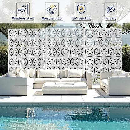 Outdoor Privacy Screen,72" H×47" W Metal Privacy Screen, Freestanding Privacy Fence Panels for Patio