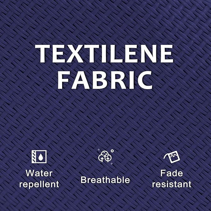 PURPLE LEAF Outdoor Patio Chaise Lounge Set 4 Pieces Pool Lounge Sunbathing Chairs with Wheels Chair for Yard (4 Navy Blue Lounges W/Side Table)