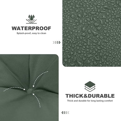 Porch Swing Cushions,Outdoor Cushions 3 Seater Replacement with Backrest, Waterproof Thickened Bench Cushion with Ties for Porch, Patio,Outdoor, Backyard and Garden (Dark Green 60 * 40 in)