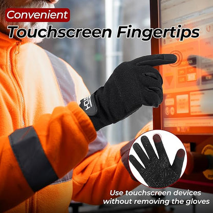 HANDLANDY Work Gloves for Men & Women, Utility Mechanic Working Gloves Touch Screen, Flexible Gardening Gloves for Yard