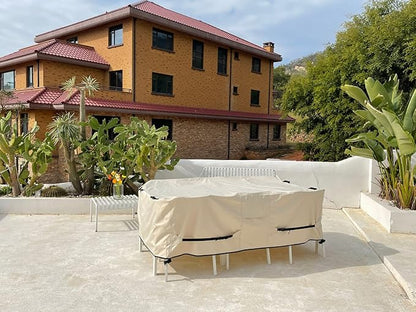 Porch Shield Patio Table Cover - Waterproof Outdoor Dining Table and Chairs Furniture Set Cover Rectangular - 108 x 70 inch, Beige