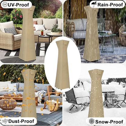 OutdoorLines Waterproof Outdoor Patio Heater Covers with Zipper and Storage Bag, Dust-Proof UV-Resistant Windproof Propane Heavy Duty Heater Cover for Standing Heater, 2 Packs-90Hx23Lx23W inch Camel
